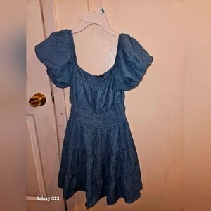 Blue Puff Sleeve Dress